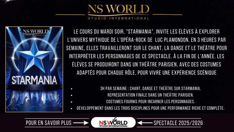 Rejoignez la Scène avec les Cours Loisirs 2025/2026 de NS WORLD