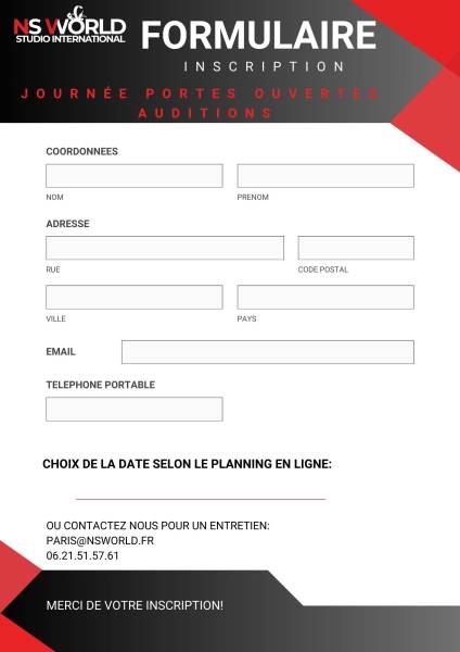 AUDITIONS D'ENTREE POUR NOS FORMATIONS PROFESSIONNELLES PARIS 75013 CENTRE